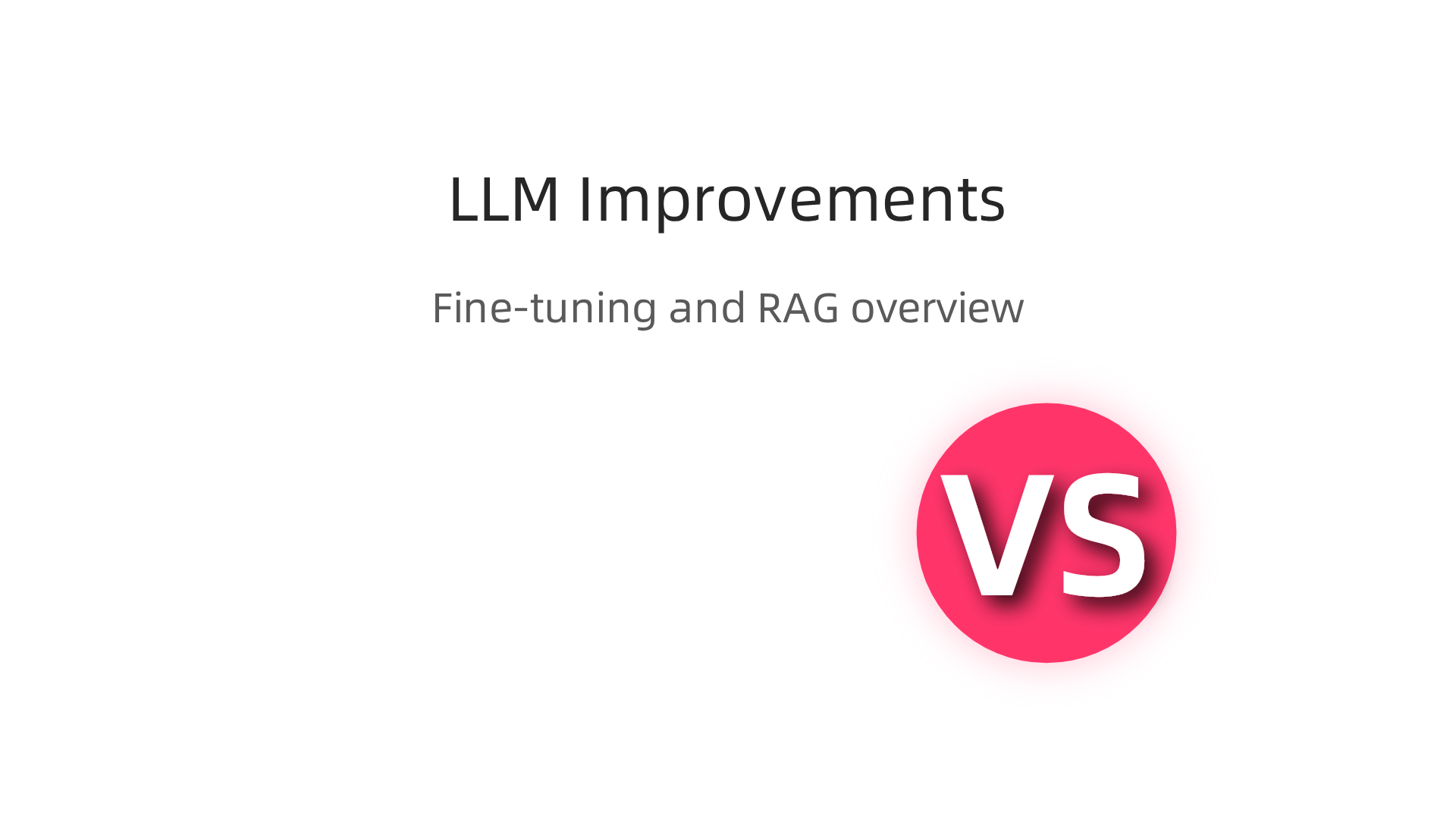 An infographic explaining two key advancements in Large Language Models (LLMs): Fine-tuning for specific tasks and Retrieval Augmented Generation (RAG) for updated information access.