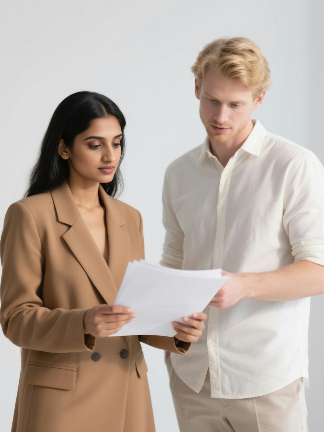 A person meticulously reviewing printed documents or a screen, emphasizing the importance of human verification for AI-paraphrased content to ensure accuracy and natural flow.