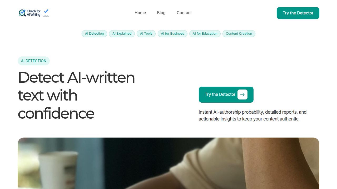 CheckForAIWriting.com provides a tool to instantly verify AI authorship of any text.