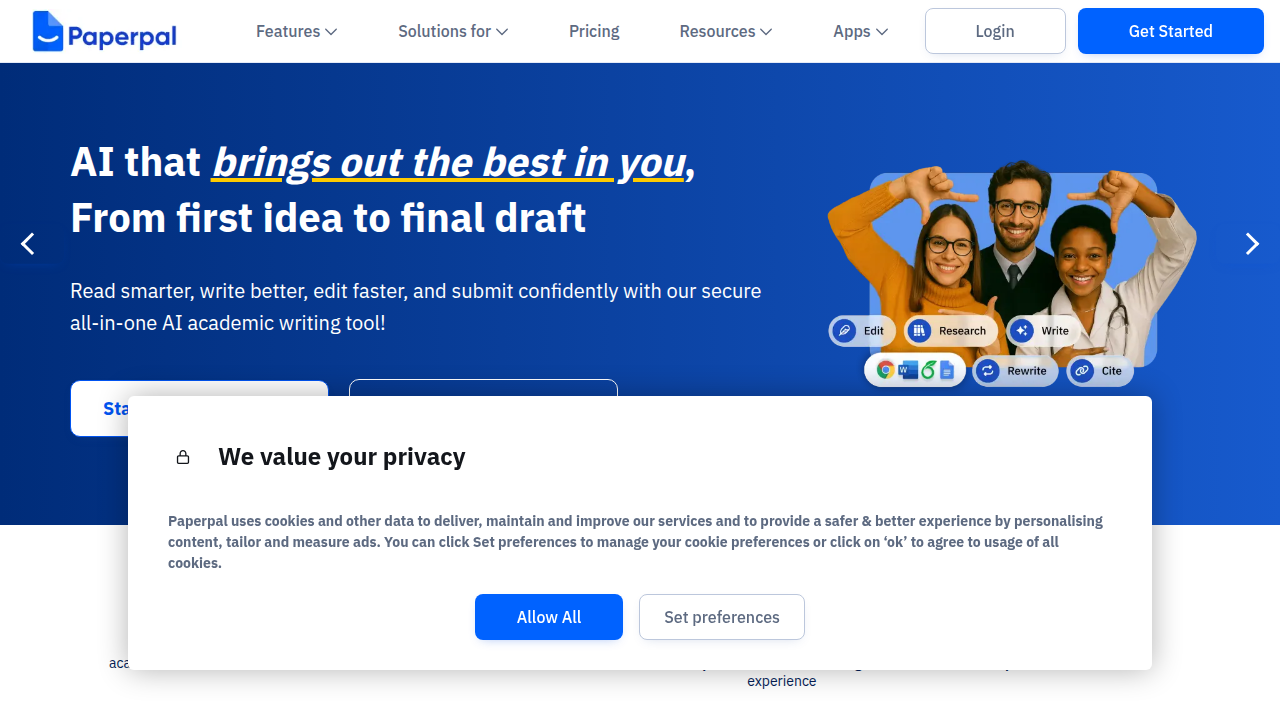 Paperpal combines citation generation with advanced language editing features, primarily aimed at researchers and academics.