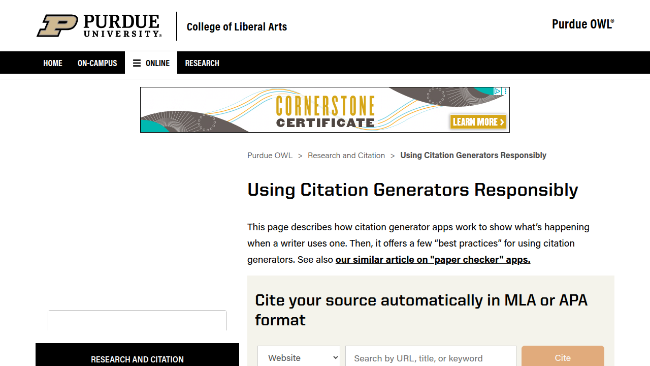 The Purdue Online Writing Lab (OWL) provides extensive guides on citation styles and responsible use of academic tools.