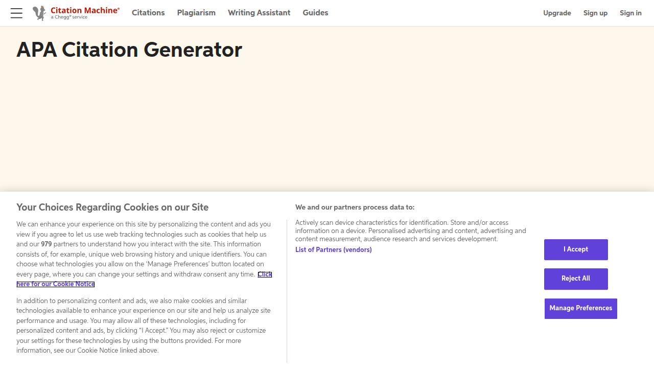 Citation Machine providing free APA, MLA, and Chicago style citation generation.