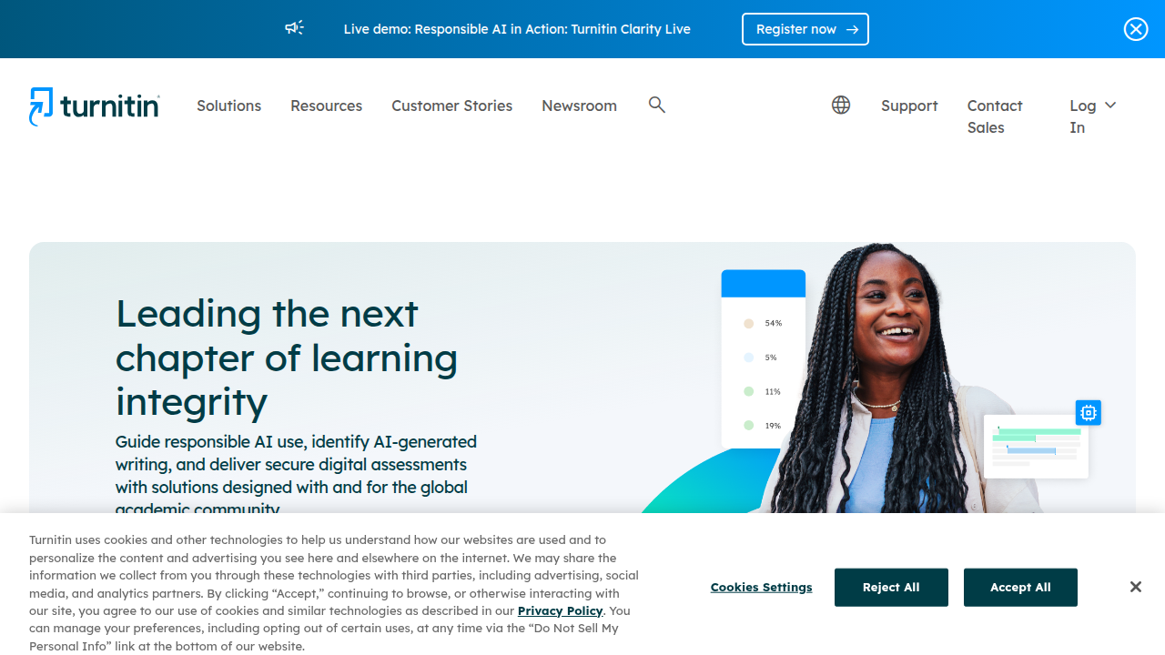 The Turnitin platform offers tools for academic integrity, including plagiarism and AI detection.