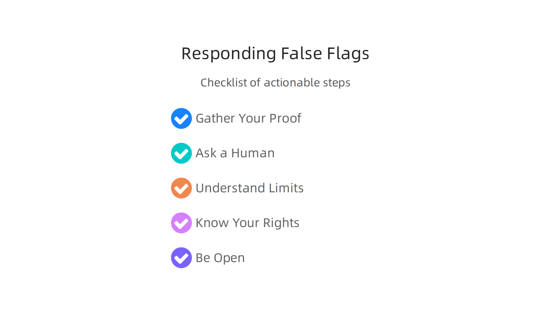 A checklist of actionable steps to take when an AI detection tool mistakenly flags human-written content.