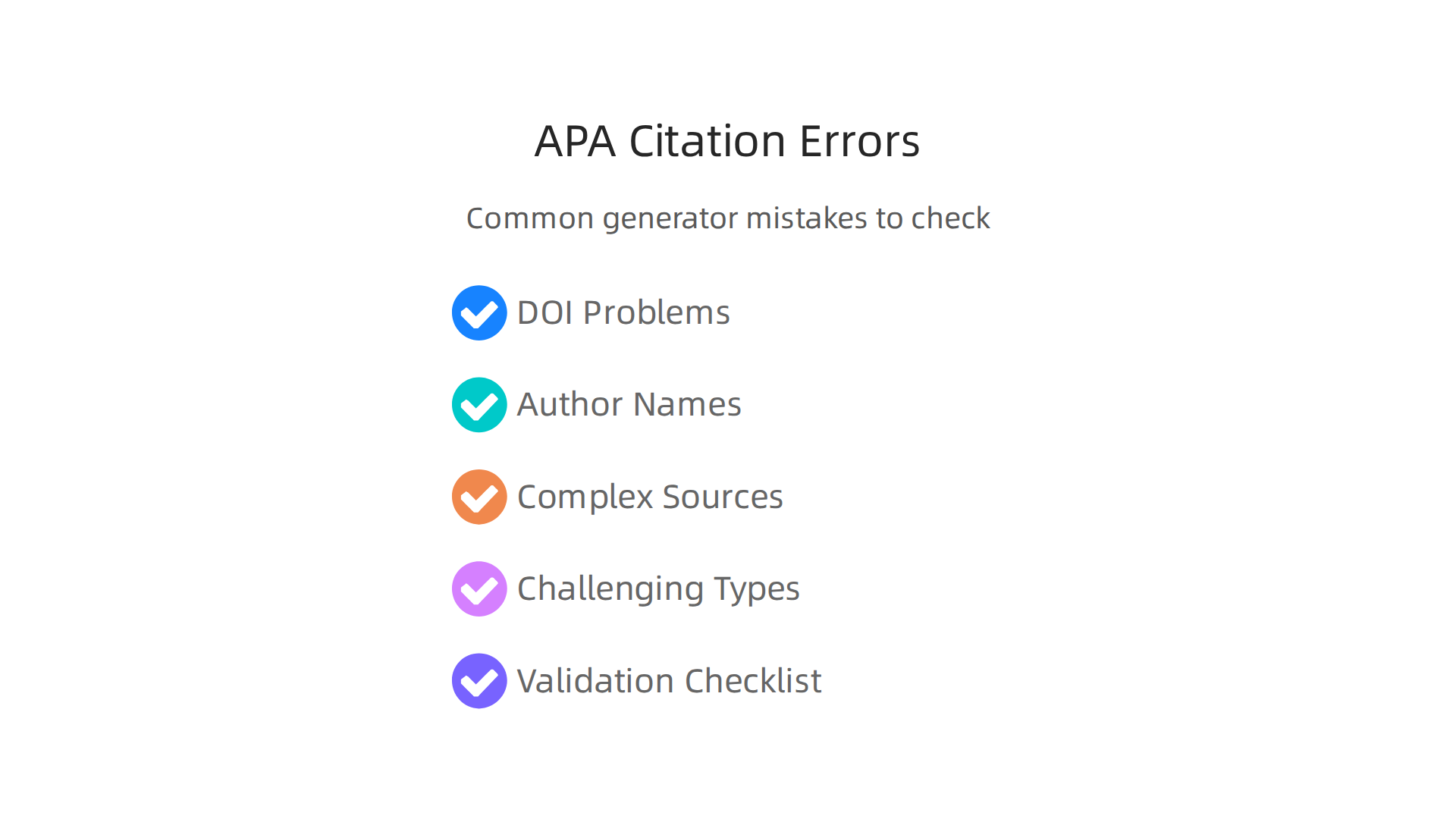Key errors to watch for when using an automated APA 7 citation tool.