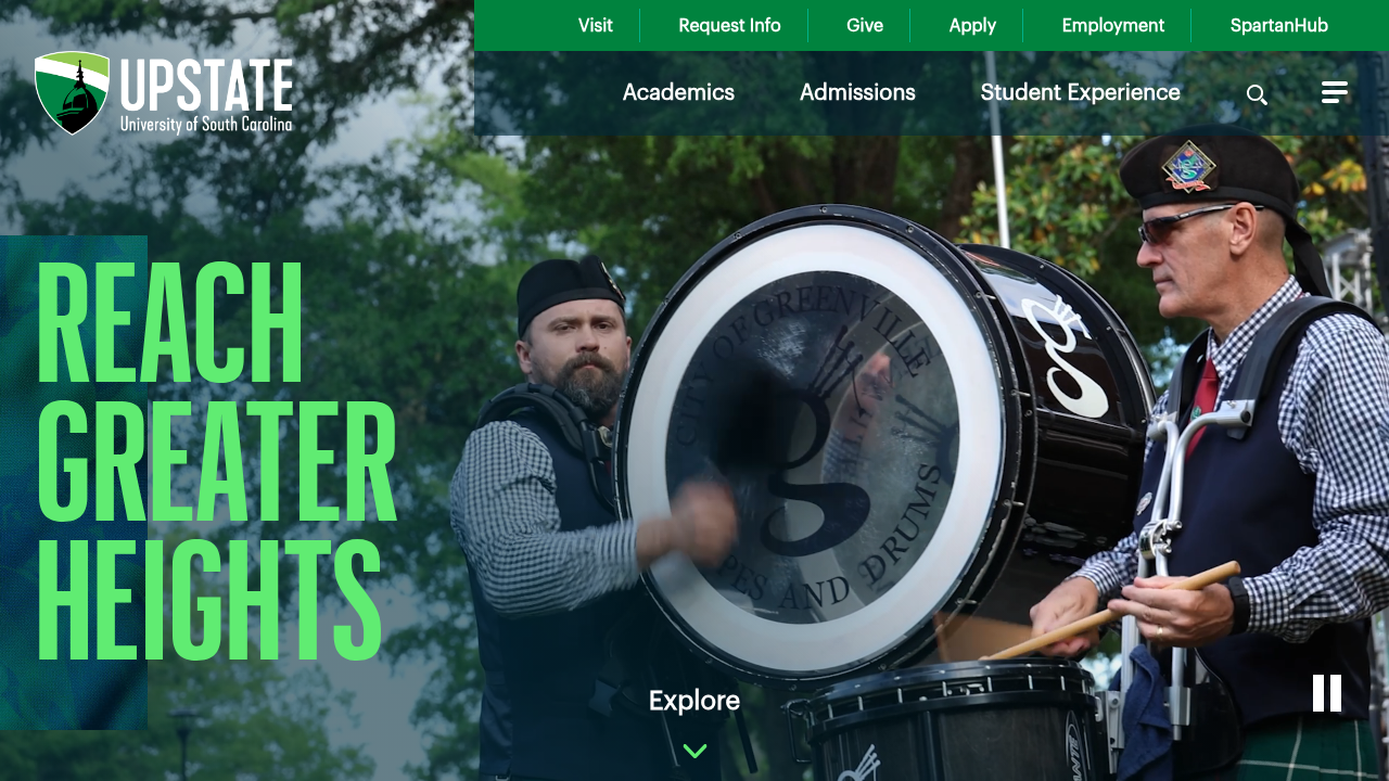 A screenshot of the University of South Carolina Upstate's homepage, relevant to discussions on academic integrity and AI use in education.