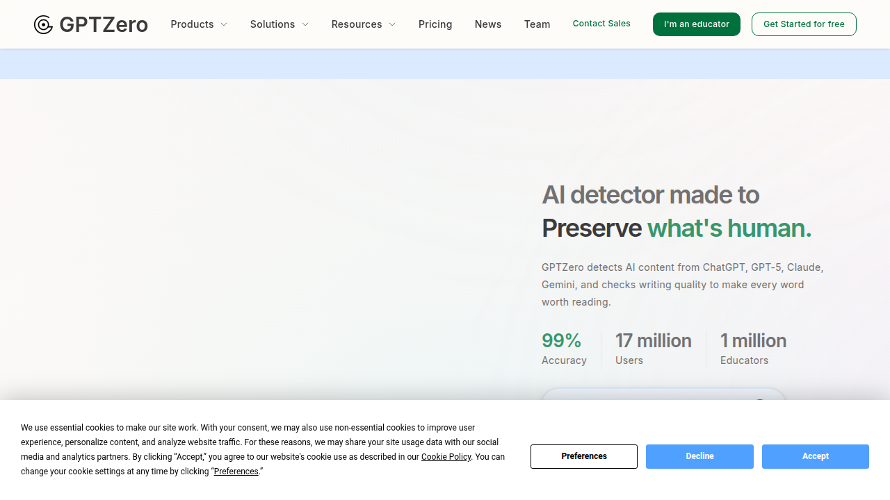 Explore GPTZero, a leading proprietary SaaS detector for identifying AI-generated content.