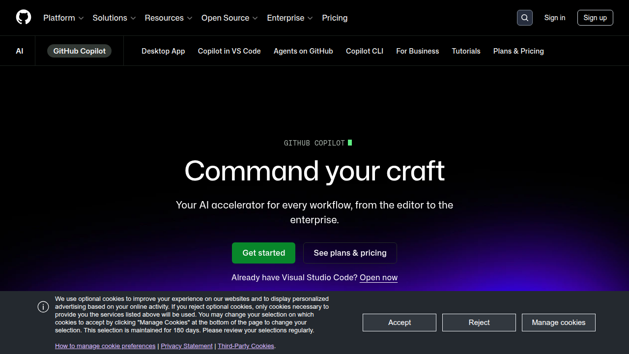 The official product page for GitHub Copilot, a leading AI coding assistant.