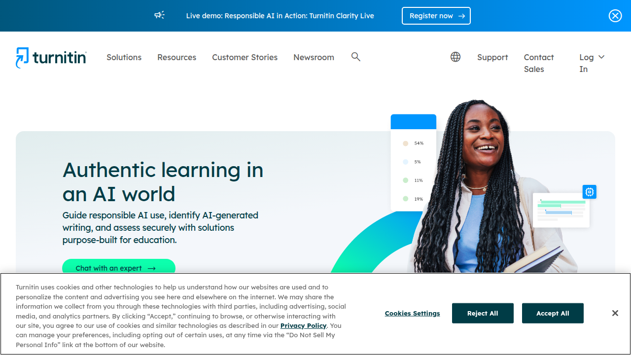 Turnitin is a widely used tool for plagiarism and AI detection in education.