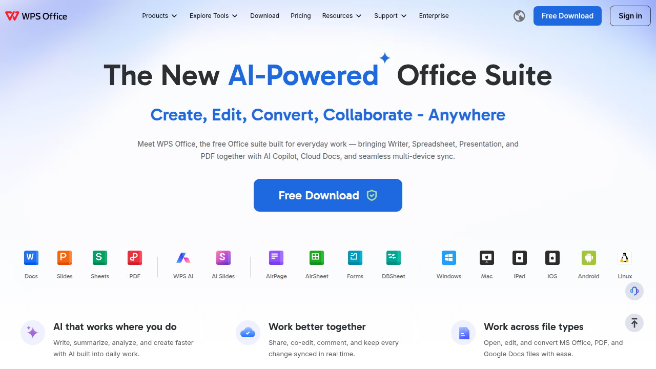 The WPS Office website offers productivity tools, including resources and comparisons for APA citation generators.