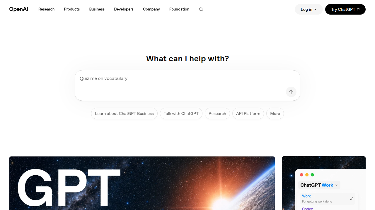 OpenAI's official website, a leading platform for AI models including text embeddings.